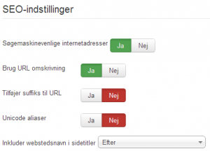 SEO indstillinger i Joomla 3