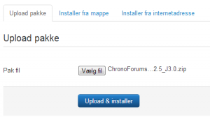 Installer udvidelse til Joomla